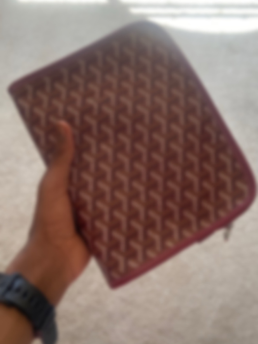 Men's Burgundy Patterned Toiletry Bag